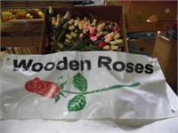 WOODEN ROSES WITH BANNER