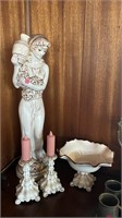 Statue, Candlesticks and Dish - Made in Holland