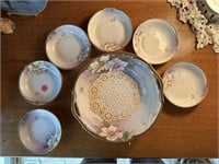 Antique Hand Painted Nippon Dessert Set (living