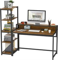Computer Desk with 5 Tier Shelves, Reversible