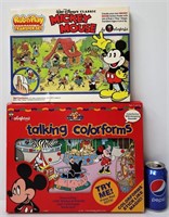 2 NOS Mickey Mouse -Talking Colorforms & Rubn'Play