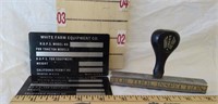 Blank White Farm Equipment Co. Tractor Tags And