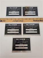 (5) Oliver Tractor Plates