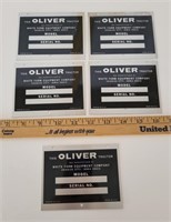 (5) Oliver Tractors Serial Number Plates