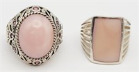 2-STERLING FASHION RINGS WITH PINK STONES