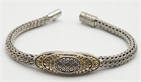 STERLING BRACELET WITH GOLD TONE ACCENTS-