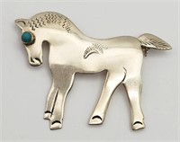 STERLING HORSE BROOCH WITH SLEEPING BEAUTY