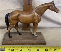 Cast Iron Horse on Wood Stand