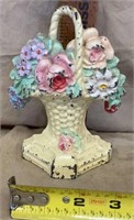 Cast Iron Basket of Flowers Bookend