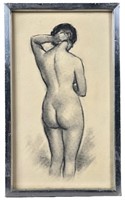Richard Ruh Epperly- Nude Woman Charcoal Drawing
