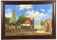 W. Reynolds European Street Scene Oil Painting