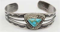 SOUTHWESTERN SPLIT SHANK CUFF WITH TURQUOISE