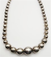 23 INCH MULTI SIZE STERLING BALL BEADED NECKLACE