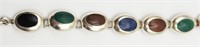 MEXICO STERLING PANEL BRACELET WITH STONE