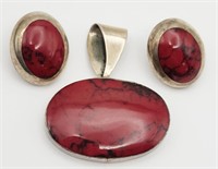 SET! MEXICO STERLING RED JASPER PENDANT WITH