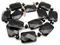 STERLING BEADED FASHION NECKLACE WITH FACETED