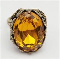 YELOOW CITRINE STERLING RING - SIZE 6