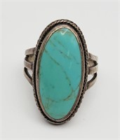SOUTHWEST STERLING RING with OBLONG STONE