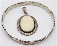 MEXICO STERLING JEWELRY LOT: (1)OVAL PENDANT