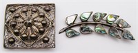 2-VINTAGE STERLING BROOCHES: (1)MEXICO LEAF