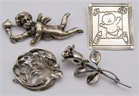 MEXICO EFS STERLING BABY PIN & (3) STERLING