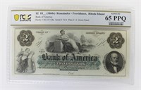 1860'S RHODE ISLAND $2.00 BANK OF AMERICA NOTE