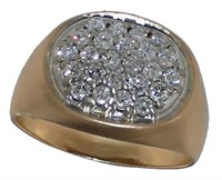 14kt Gold Men's 1.00 ct Diamond Cluster Ring