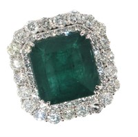 18k Gold 21.86 ct GIA Emerald & Diamond Ring