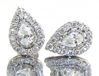 14kt Gold Pear Cut 1.00 ct Diamond Stud Earrings