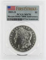 2021-S MS70 100th Anniversary Morgan Silver Dollar