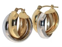 14kt Gold Two Tone Huggie Earrings