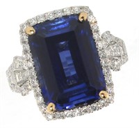 18k Gold 10.70 ct Sapphire & Diamond Ring