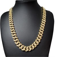 14kt/Silver 20" Miami Cuban Link Pave' Necklace
