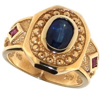 14kt Gold Vintage Sapphire & Ruby Estate Ring