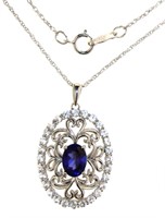 Quality 4.00 ct Blue & White Sapphire Necklace