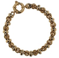 14kt Gold Fancy Link Two Tone 8" Bracelet