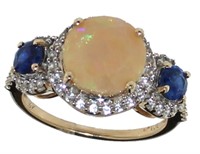 10kt Gold Elegant Opal & Sapphire Estate Ring
