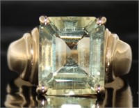 14kt Gold 4.30 ct Emerald Cut Yellow Topaz Ring