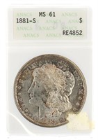 1881 San Fransico MS61 Morgan Silver Dollar