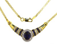 Oval 2.66 ct Sapphire & Diamond Evening Necklace