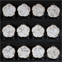 Set of 12 Limoges Porcelain Oyster Plates