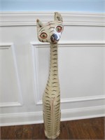 TALL WOODEN CARVED CAT  39" TALL