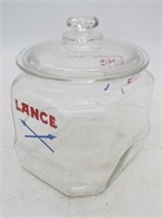 SMALL GLASS LANCE JAR W/ GLASS LID ALL CLEAN