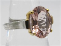 10 KT WG/RG MORGANITE SOLITAIRE RING SIZE 6