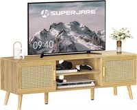 Boho TV Stand for 55 Inch TV, Natural