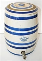 4 Gallon Blue Banded Stoneware Cooler w/ Spigot &