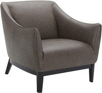 Grey Contemporary Leather Accent Chair