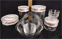 Pyrex pieces- canister set, casserole, lids,