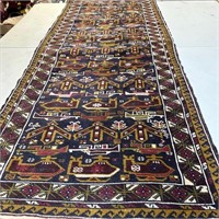 Hand Knotted Persian Turkman Runner Rug 7.5x2.3 ft