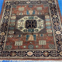 Hand Knotted Kazak Rug 3x5 ft